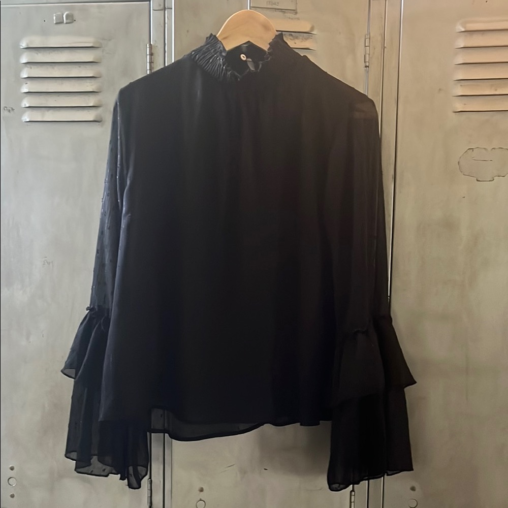 Elegant Black Ruffled Women's Top